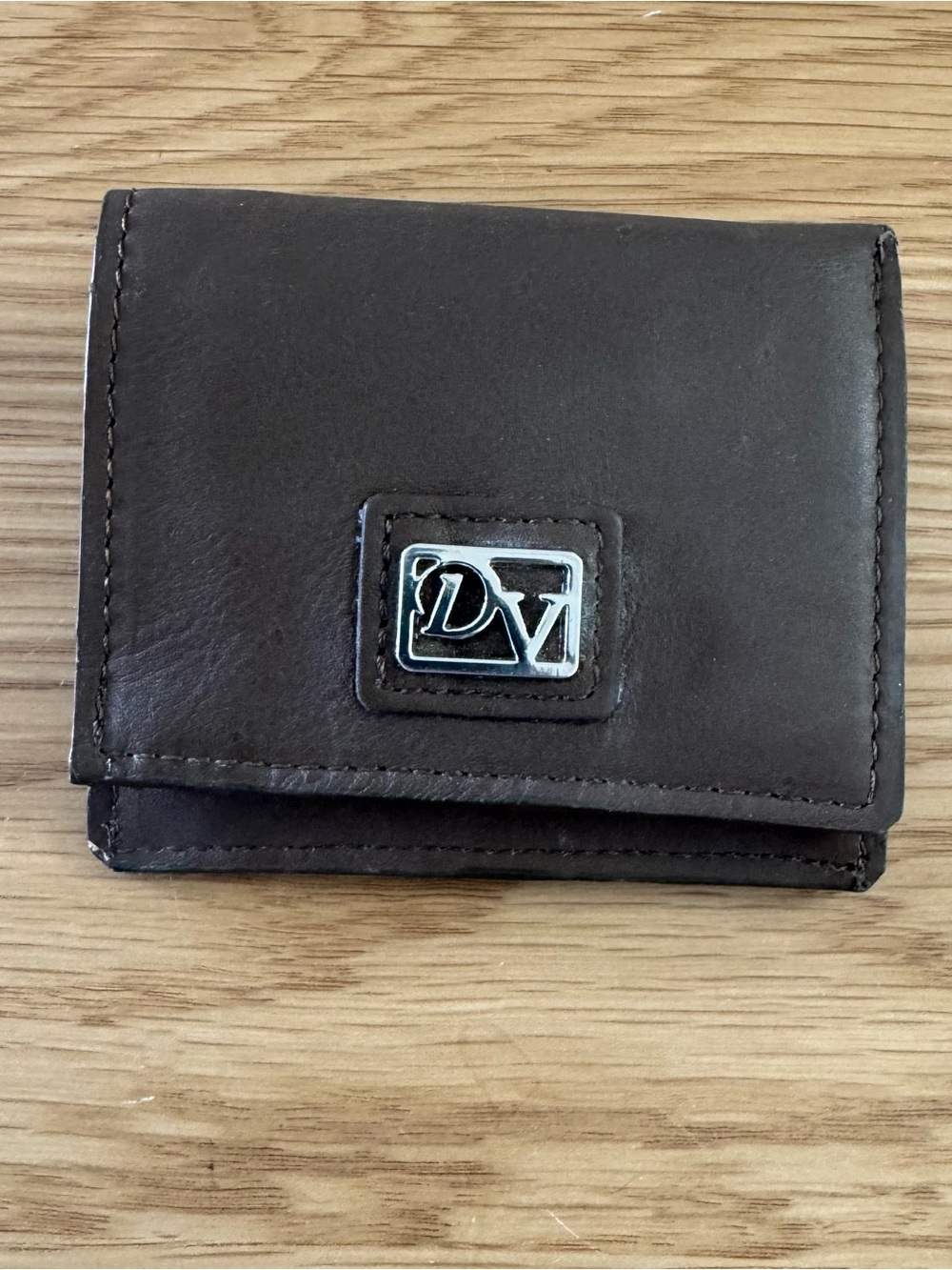 DV by Dolce Vita Dark Brown Leather Fold Wallet with Silver Logo - NWOT